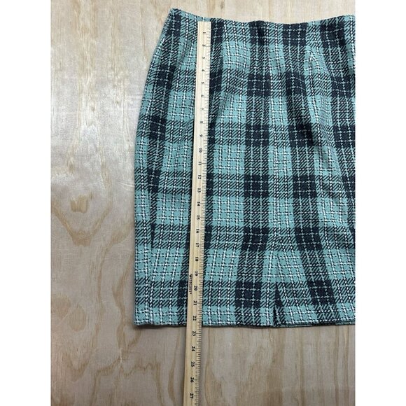 VTG Jessica Scott Emporium 80’s Career Teal Wool Blazer Plaid Pencil Skirt 10 12 - Picture 10 of 12